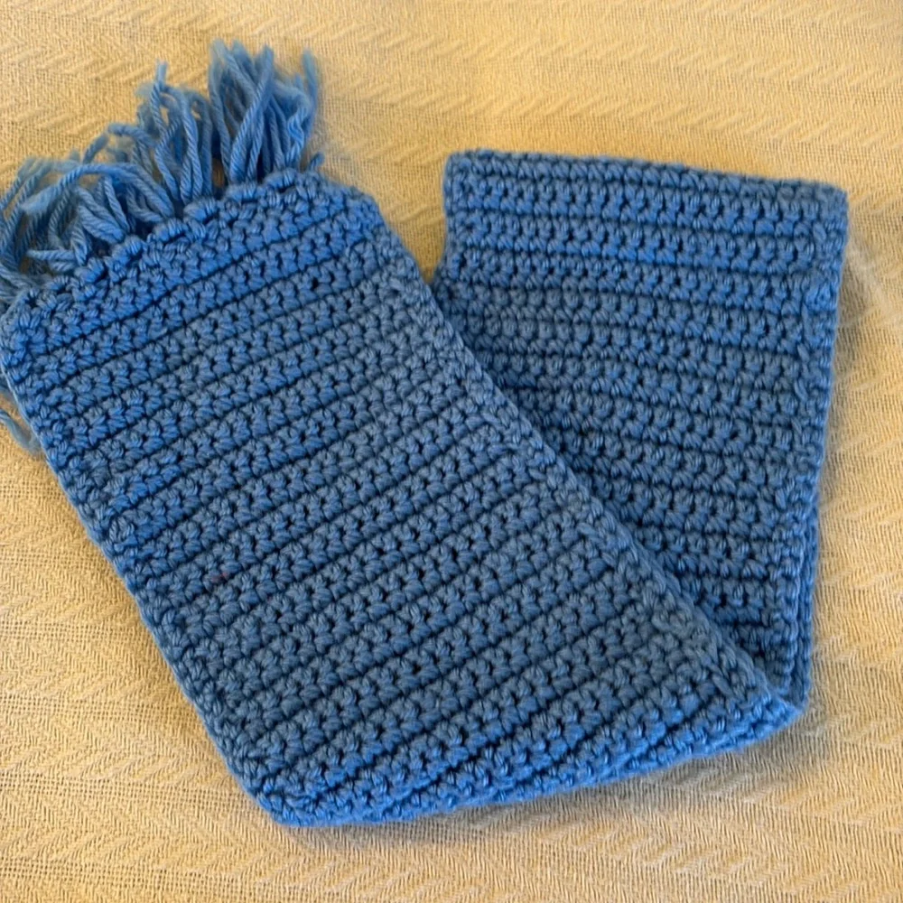 Handmade crochet blue scarf. 42-44 in. Long